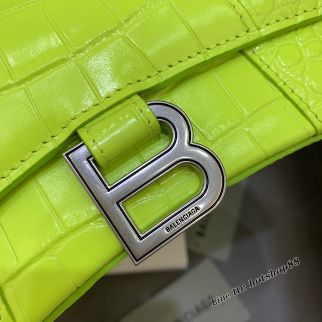 Balenciaga專櫃新款mini號手提肩背女包原單沙漏包 巴黎世家螢光綠沙漏包 fyj1421